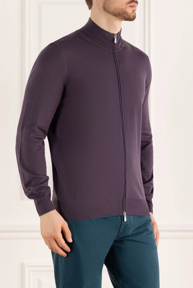 Brunello Cucinelli cardigan for men made of wool and cashmere purple 170308 - photo 3