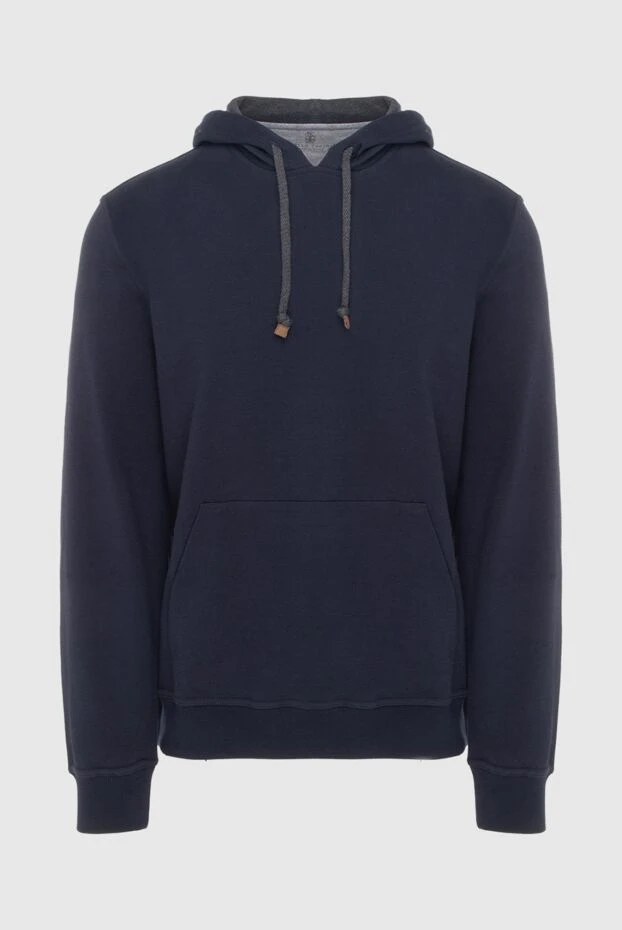 Мақта және эластан көк түсті ерлер капюшоны - фото 1