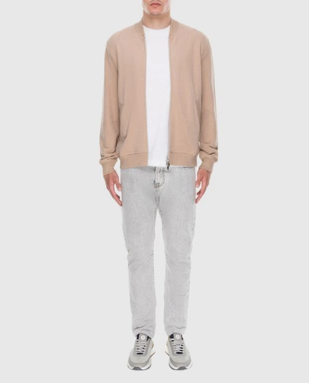 Brunello Cucinelli кофта спортивная из хлопка бежевая мужская 170322 - фото 2