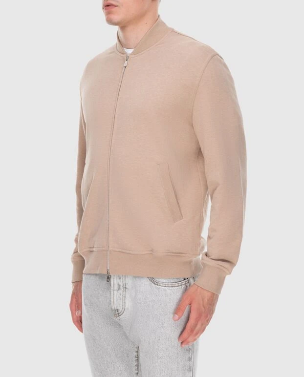 Brunello Cucinelli кофта спортивная из хлопка бежевая мужская 170322 - фото 3
