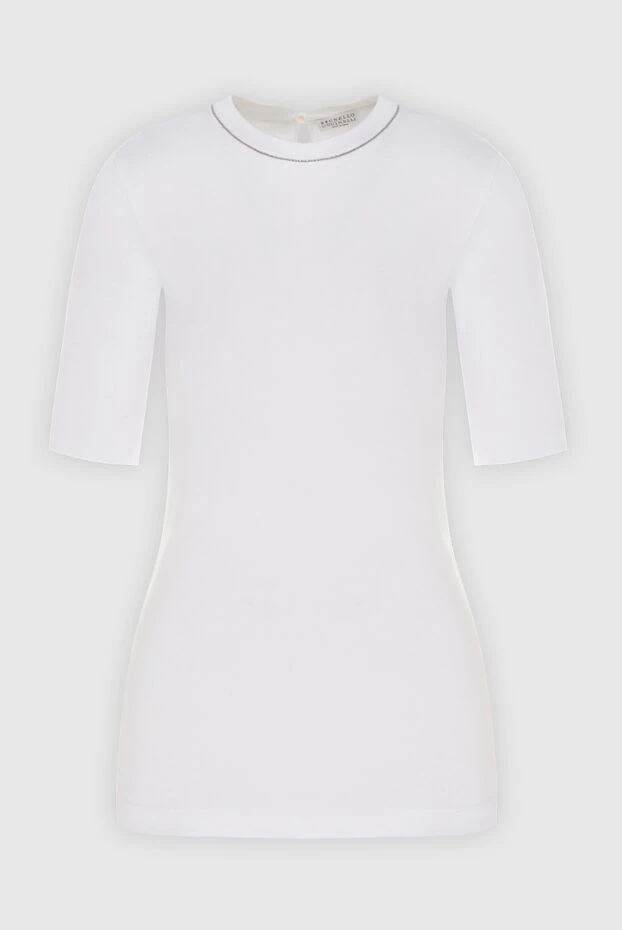 Ұзын жеңі бар әйелдер ақ трикотаж футболкасы - фото 1