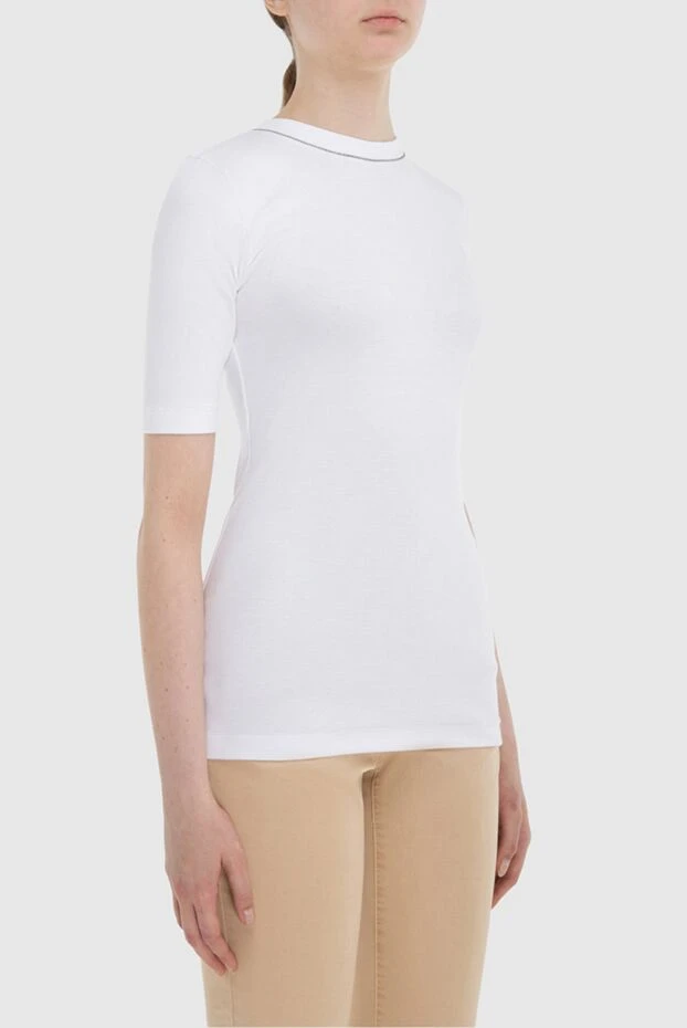 Brunello Cucinelli women's white knitted t-shirt with long sleeves 170325 - photo 3