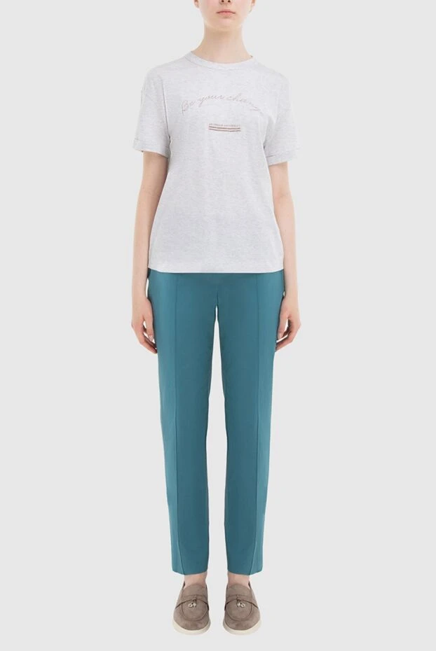 Brunello Cucinelli белая хлопковая футболка с вышитым лозунгом
170327 - фото 2