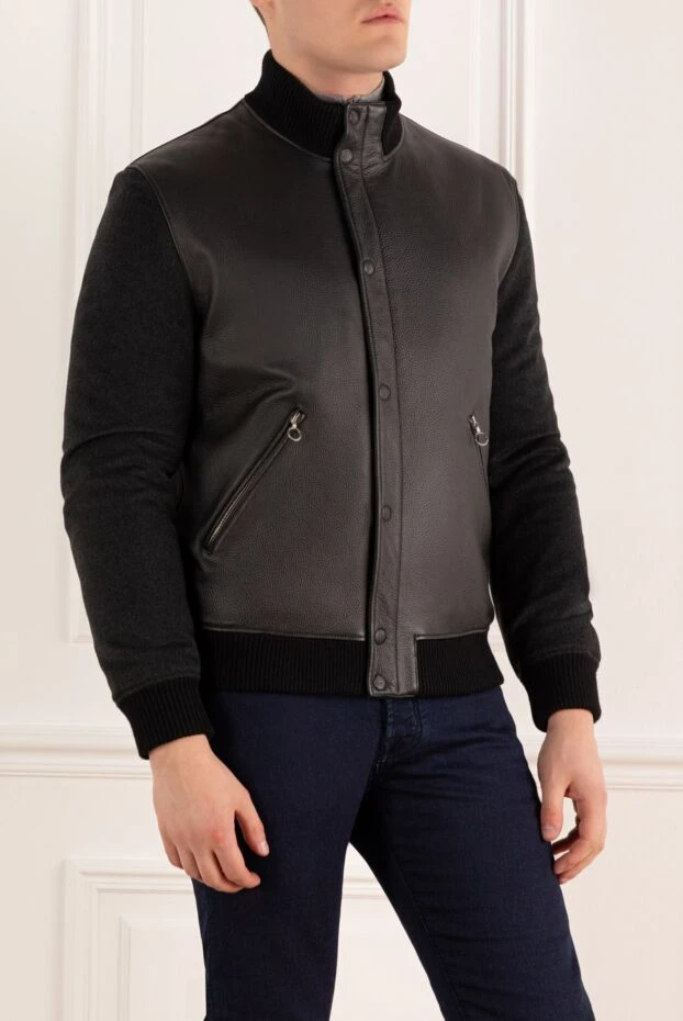 Seraphin куртка из кожи теленка и кашемира черная мужская 170336 - фото 3