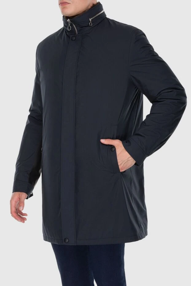 Seraphin men's blue extended jacket insulated with fur and a concealed zipper 170338 - photo 3