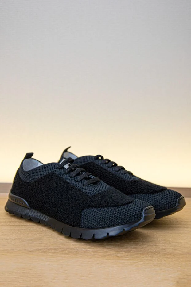 Kiton монохромные чёрные кроссовки с выразительным красным логотипом 170367 - фото 2