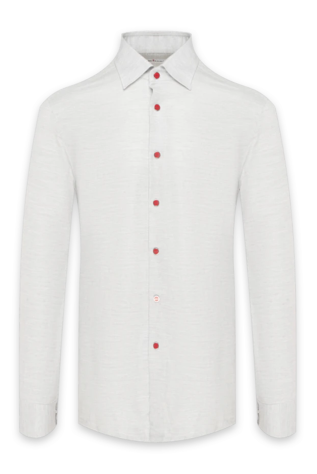 Kiton man white cotton and lyocell shirt for men 170371 - photo 1