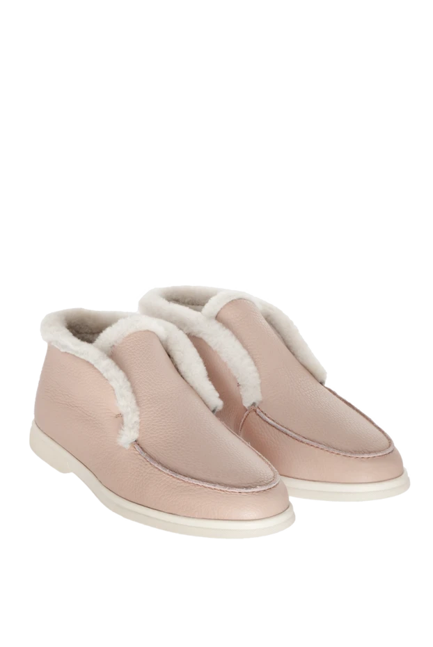 Cesare di Napoli лоферы женские классические из кожи и меха розовые 170373 - фото 3