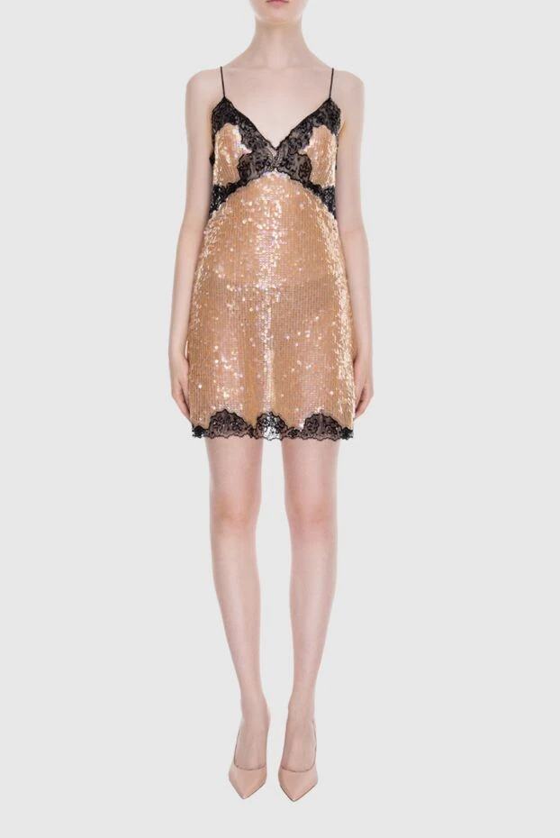Ermanno Scervino блестящее платье с пайетками цвета шампанского и кружевной отделкой
 170388 - фото 2