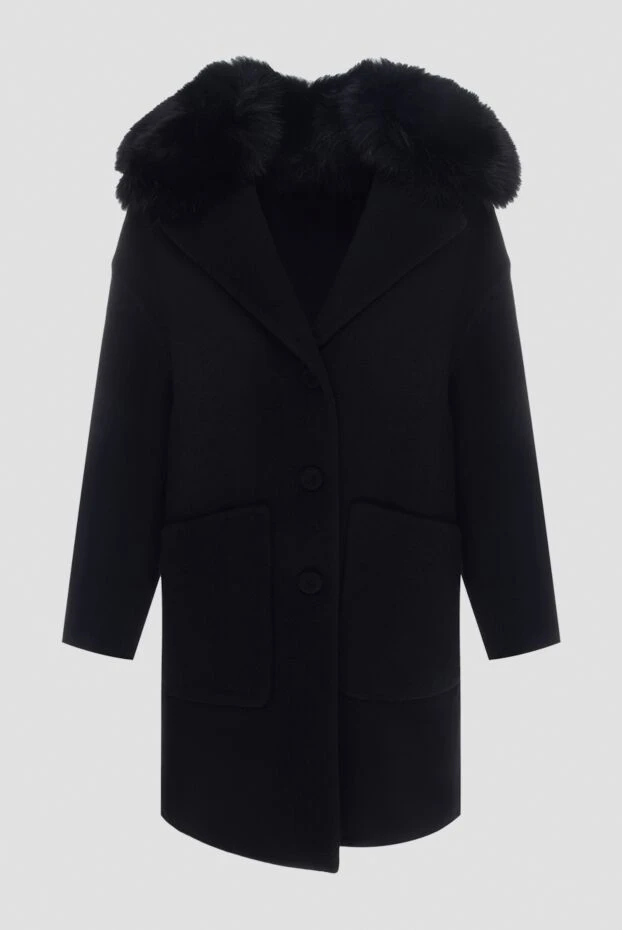 Ermanno Scervino woman women's black wool and cashmere coat купить с ценами и фото 170404 - photo 1