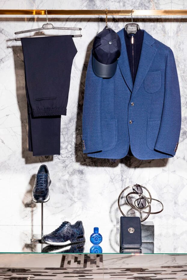 Tombolini жүннен тоқылған белі тартылған қара көк ерлер шалбары 170420 - фото 2