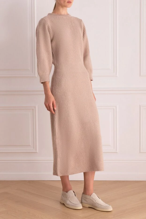 Fabiana Filippi платье из шерсти и полиамида бежевое женское 170462 - фото 3