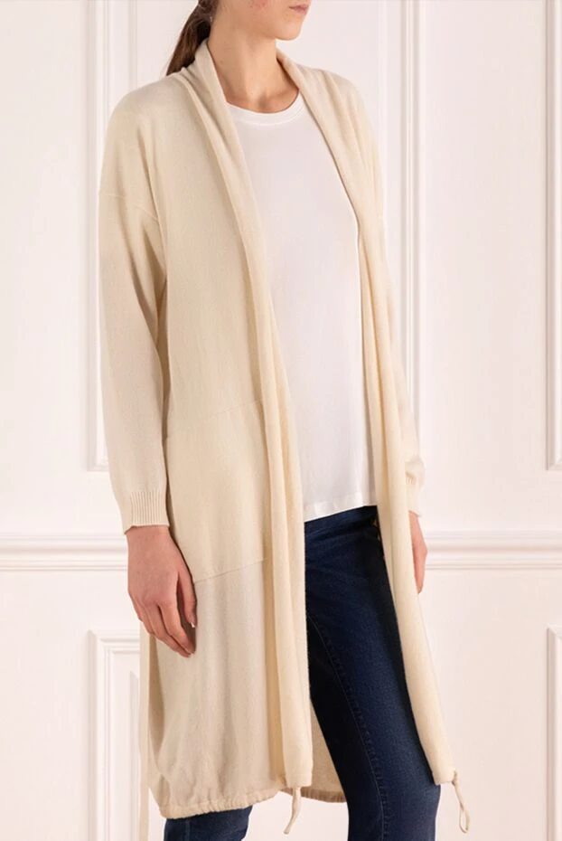 Fabiana Filippi удлинённый кардиган из премиального кашемира на кулиске в белом цвете 170476 - фото 3