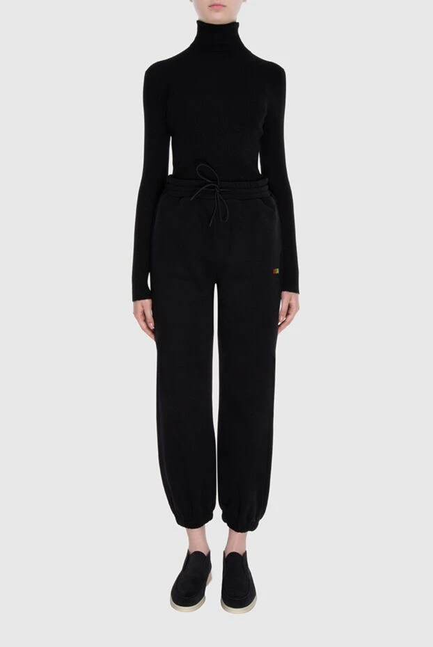 MSGM woman black cotton and polyester pants for women купить с ценами и фото 170485 - photo 2