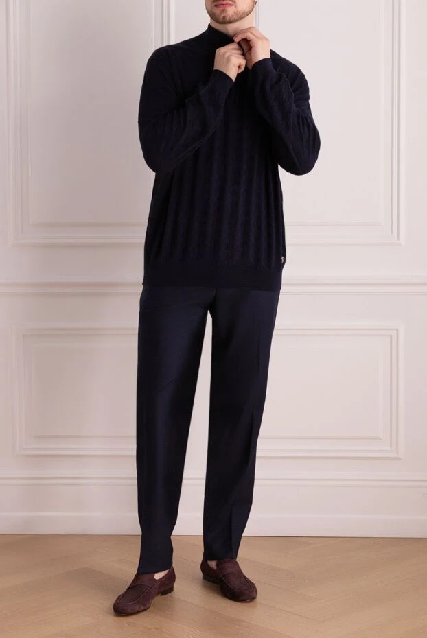 Тройер из кашемира и шелка с рельефной вертикальной вязкой - фото 2