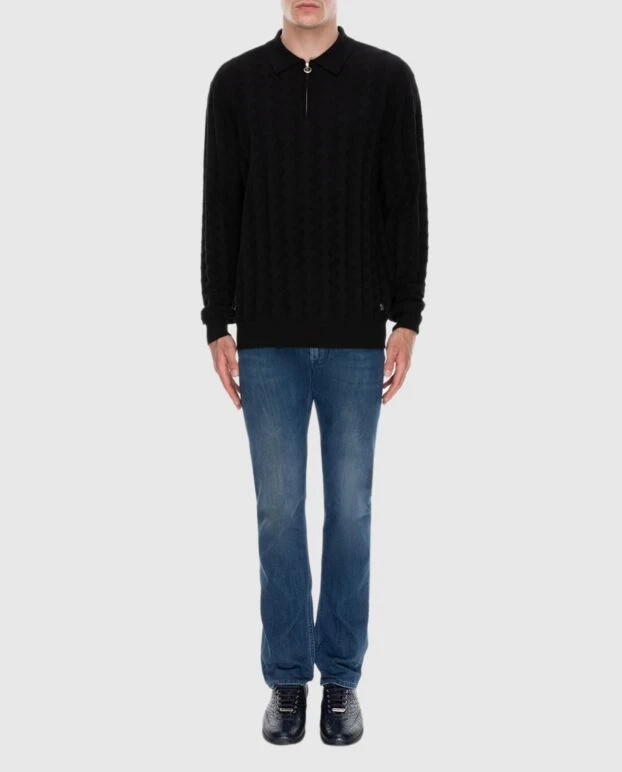 Stefano Ricci поло с длинным рукавом из шелка и кашемира черное мужское 170494 - фото 2