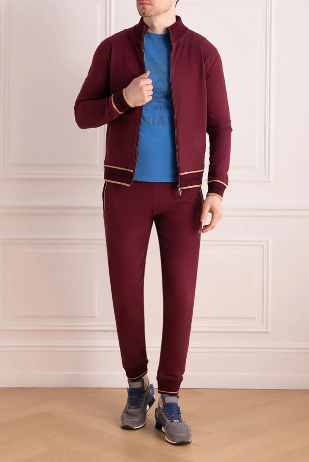 Maroon cotton tracksuit with contrast trim
 - photo 2