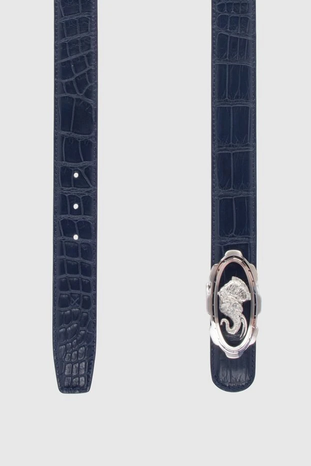 Stefano Ricci ремень из кожи крокодила синий мужской 170502 - фото 3