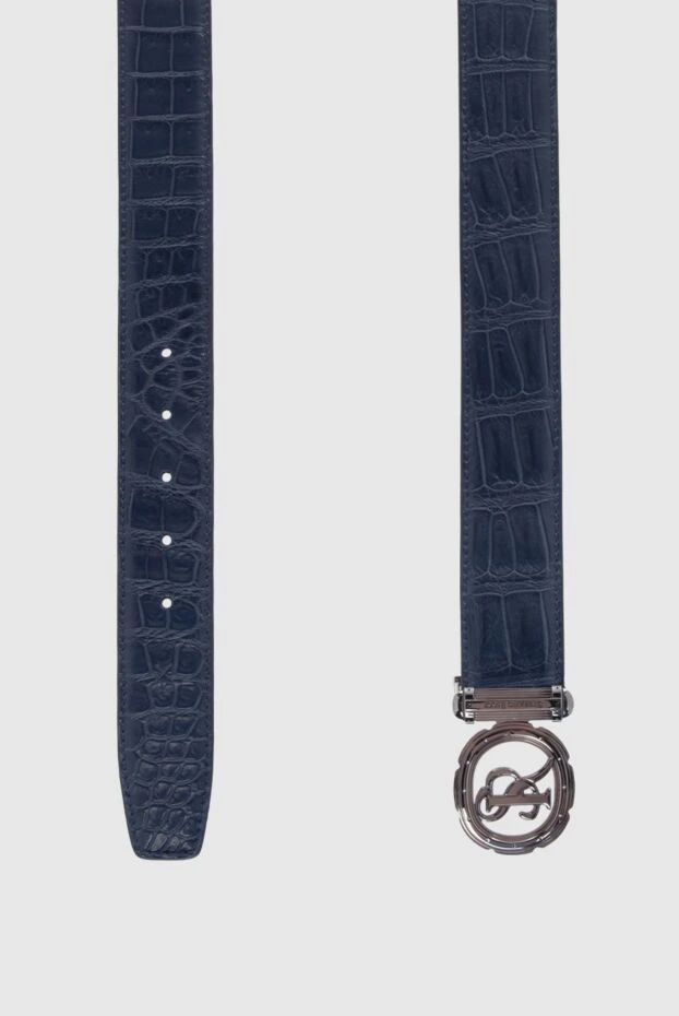 Stefano Ricci синий ремень sr logo из кожи крокодила с металлической пряжкой 170503 - фото 3