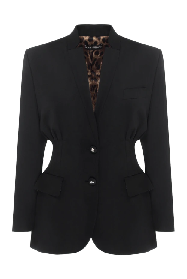 Black polyamide and wool jacket for women - photo 1