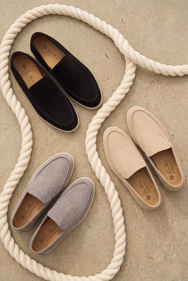 Loro Piana повседневные мужские лоферы из замши с высокой посадкой и светлой подошвой 170538 - фото 2