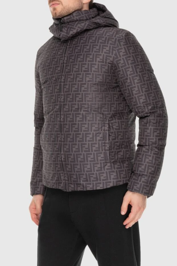 Fendi ерлерге арналған қайтымды монограмма және диагональды графикалық төмен пиджак 170557 - фото 3