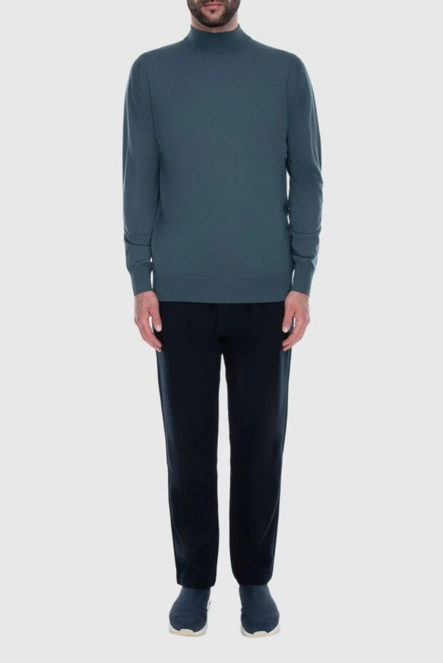 Loro Piana man men's jumper with a high stand-up collar made of wool green купить с ценами и фото 170563 - photo 2