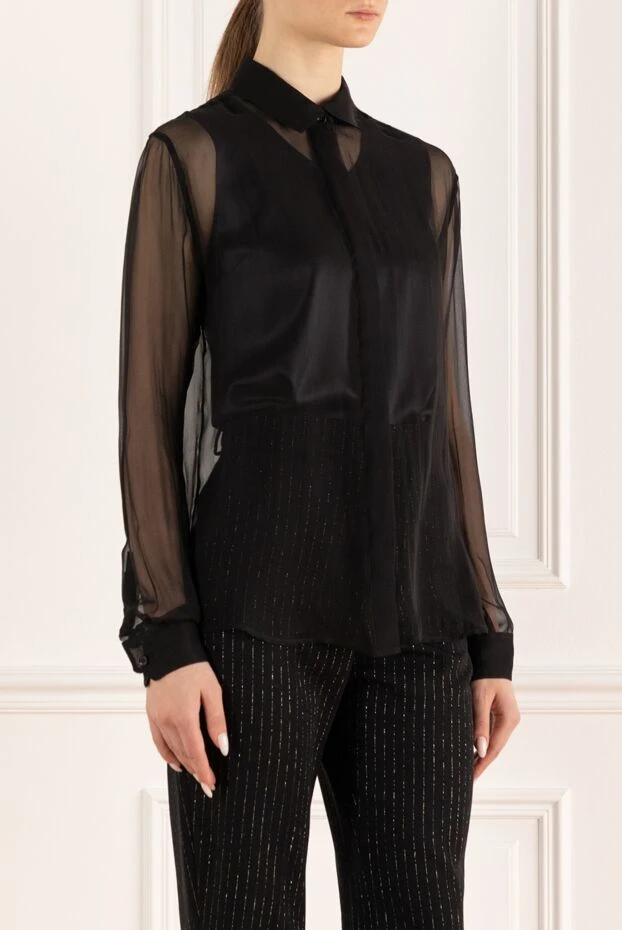 Saint Laurent жібек әйелдер жейдесі мөлдір қара 170576 - фото 3