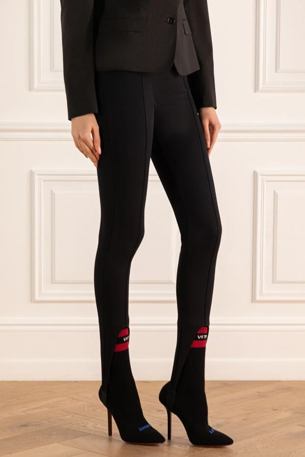Saint Laurent әйелдерге арналған қара полиамидті леггинстер 170582 - фото 3
