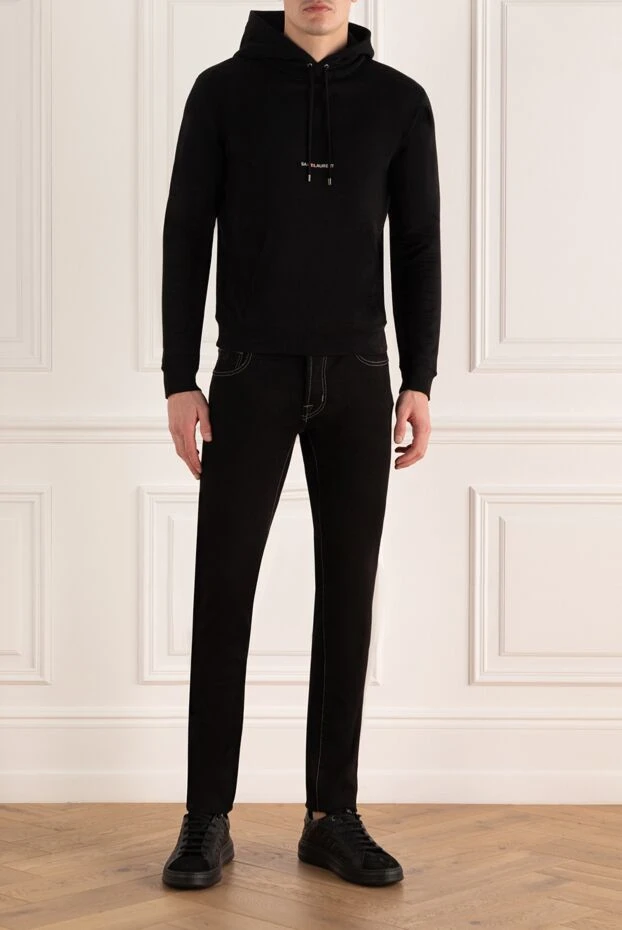 Saint Laurent man men's cotton hoodie black купить с ценами и фото 170586 - photo 2