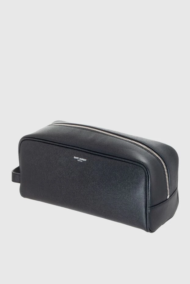 Saint Laurent man cosmetic bag made of genuine leather, black купить с ценами и фото 170587 - photo 2