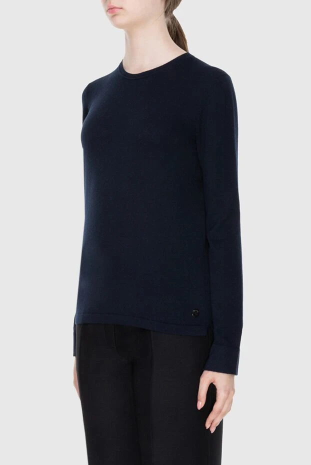 Loro Piana манжеттері кесілген қара көк түсті жұқа кашемир жемпір
 170626 - фото 3