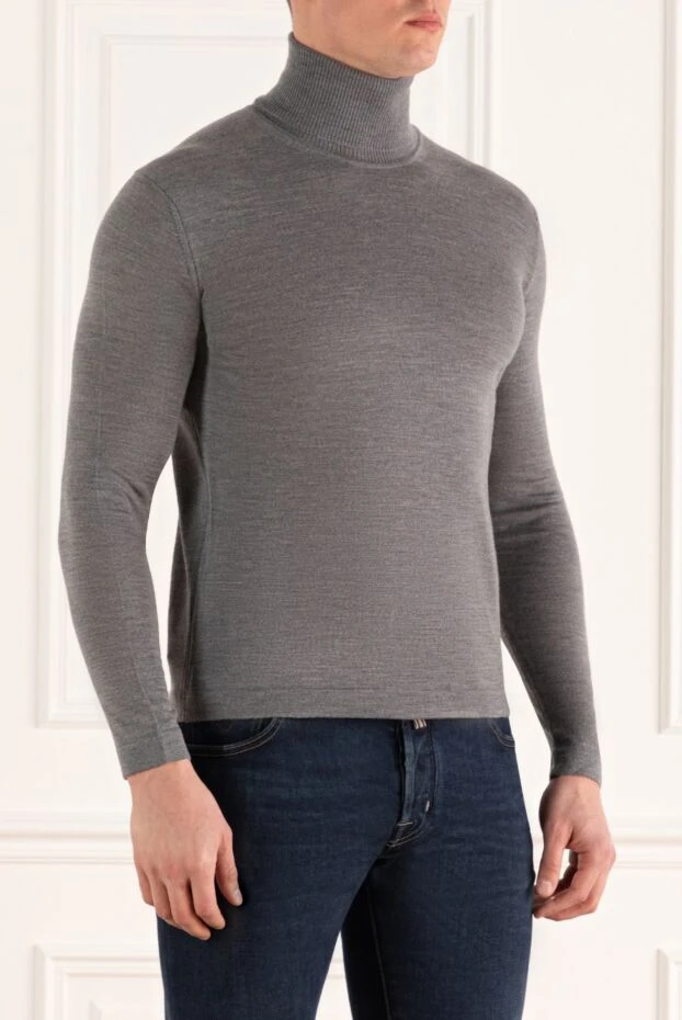 Cesare di Napoli man wool long sleeve polo gray for men 171233 - photo 3