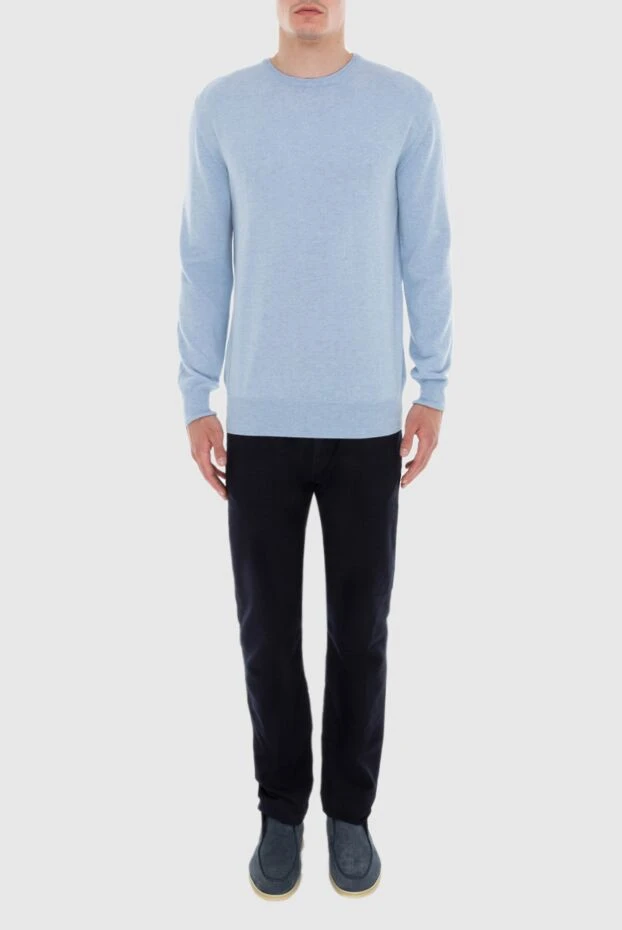 Cesare di Napoli man blue cashmere jumper for men купить с ценами и фото 170678 - photo 2