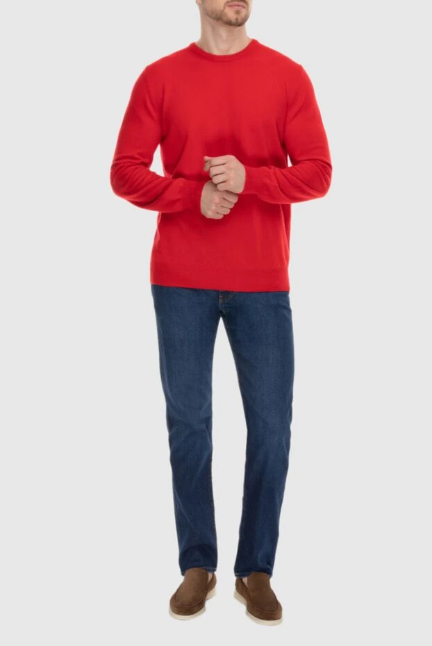 Cesare di Napoli man red cashmere jumper for men купить с ценами и фото 170682 - photo 2