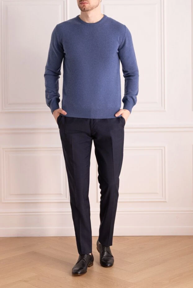 Cesare di Napoli man cashmere and wool jumper blue for men купить с ценами и фото 170688 - photo 2