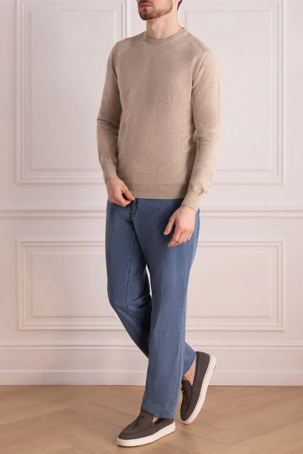 Cesare di Napoli man wool jumper beige for men купить с ценами и фото 170700 - photo 2