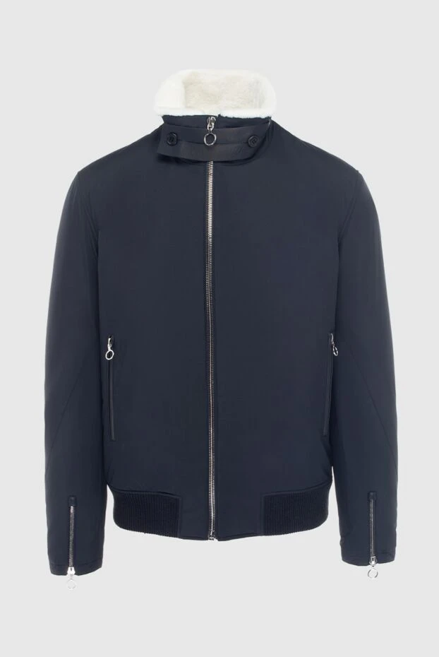 Men's blue bomber jacket insulated with contrasting fur - photo 1