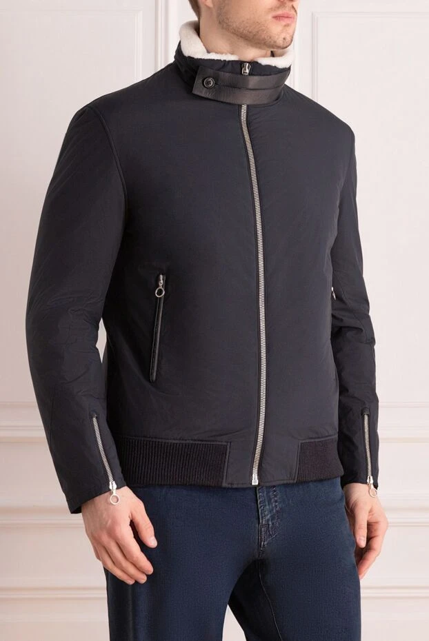 Seraphin men's blue bomber jacket insulated with contrasting fur 170713 - photo 3