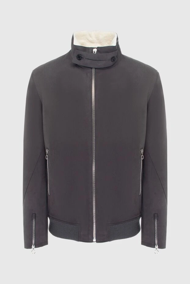 Мужская дубленка из нубука и меха серая - фото 1