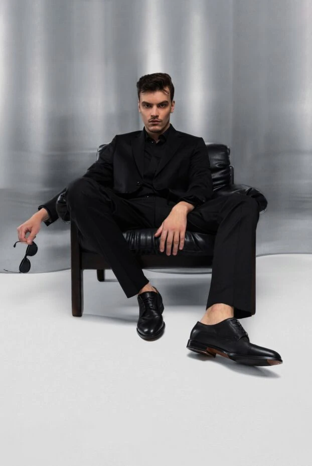 Doucal`s туфли дерби cap-toe черные из гладкой кожи мужские 170726 - фото 3