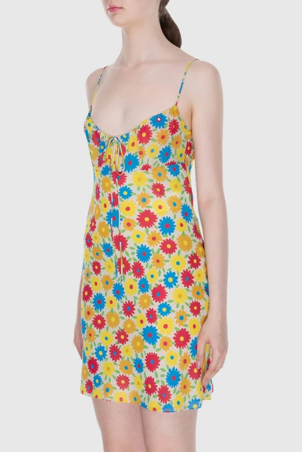 Saint Laurent платье мини из шёлка желтое с цветочным принтом и тонкими бретелями
 170753 - фото 3