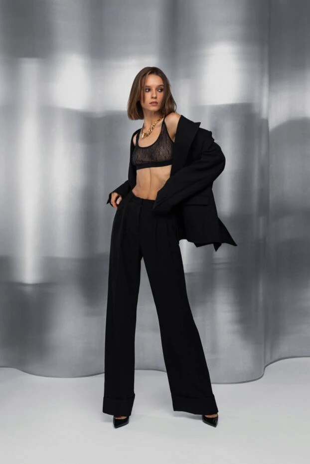 Saint Laurent топ из полиэстера черный женский 170759 - фото 2