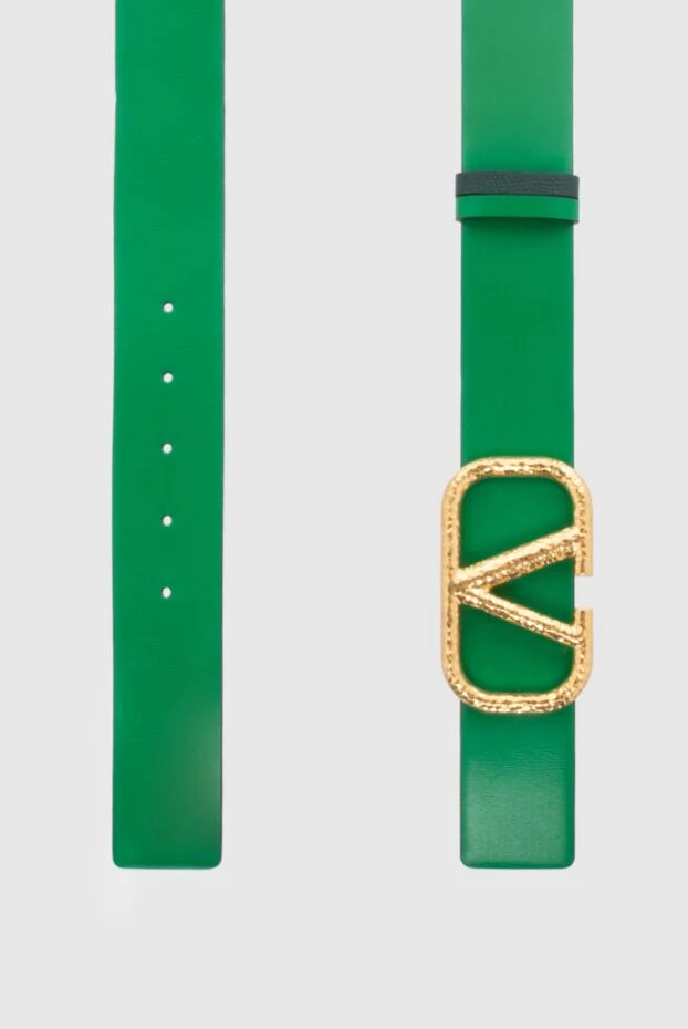 Valentino ремень женский кожаный ярко зеленый с позолоченным лого 170843 - фото 3