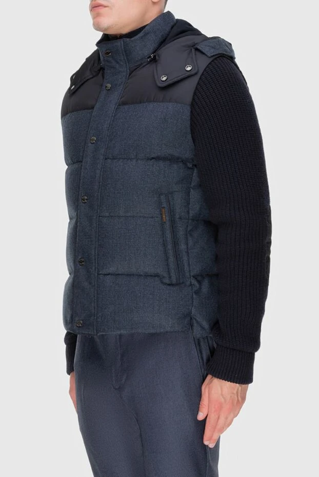 Moorer пуховик мужской шерстяной черный с контрастными вставками 170897 - фото 3