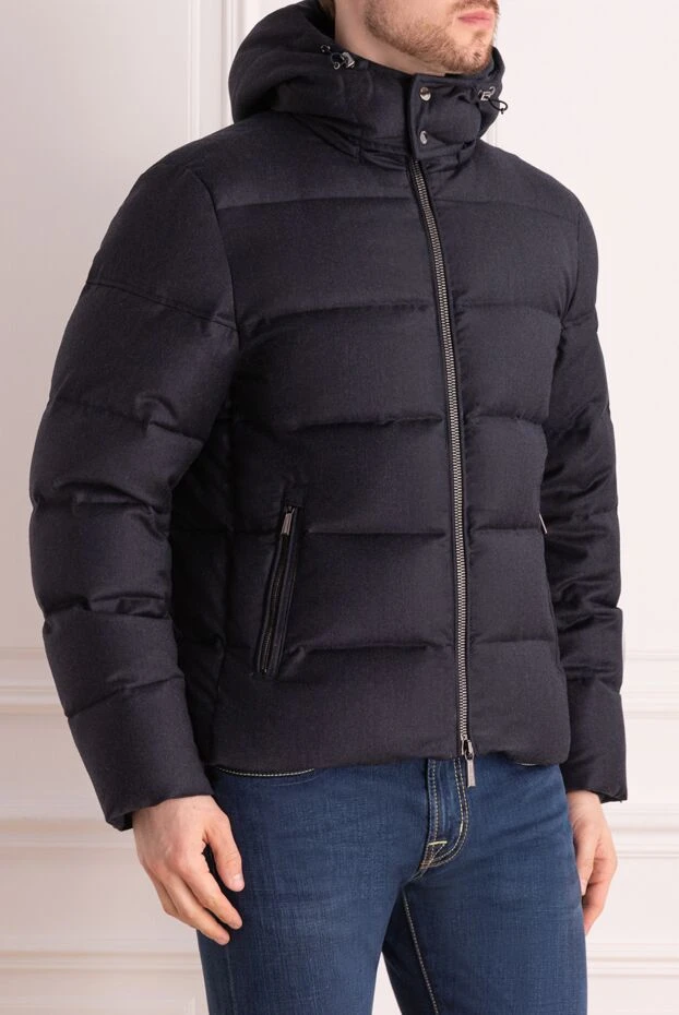 Moorer пуховик мужской из шерсти, акрила и лайкры синий 170905 - фото 3