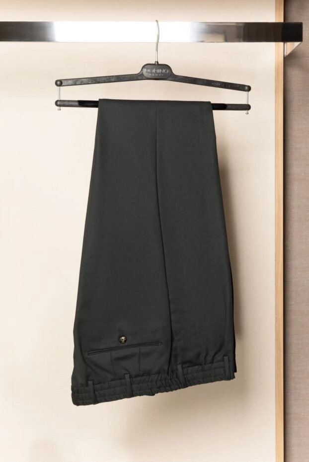 Мужские брюки из хлопка со складками и зауженным кроем - фото 2