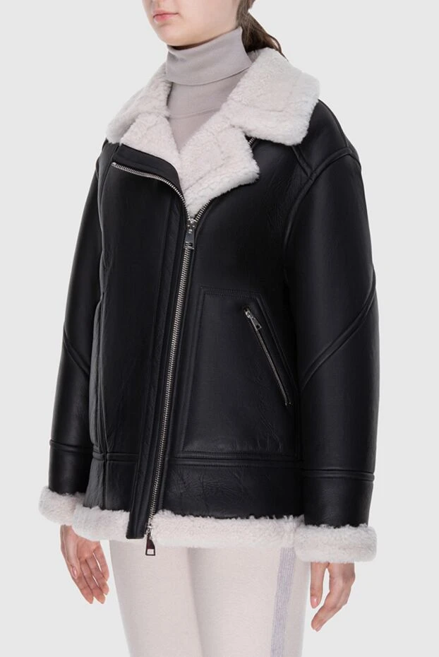 Blancha woman black leather sheepskin coat for women 170981 - photo 3