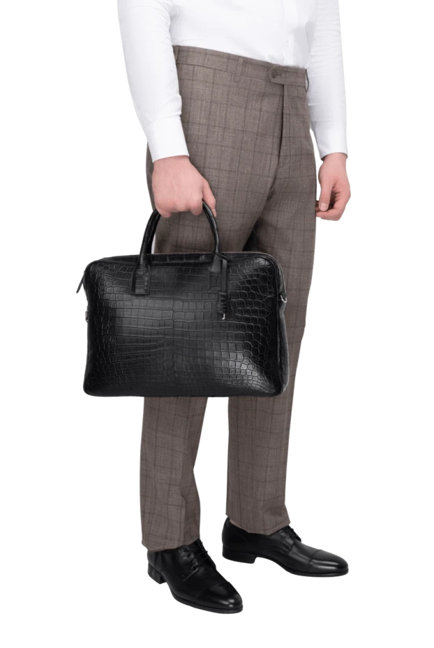 Cesare di Napoli man black leather briefcase for men купить с ценами и фото 170984 - photo 2