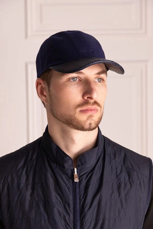 Cesare di Napoli man blue alligator cap for men купить с ценами и фото 170989 - photo 2